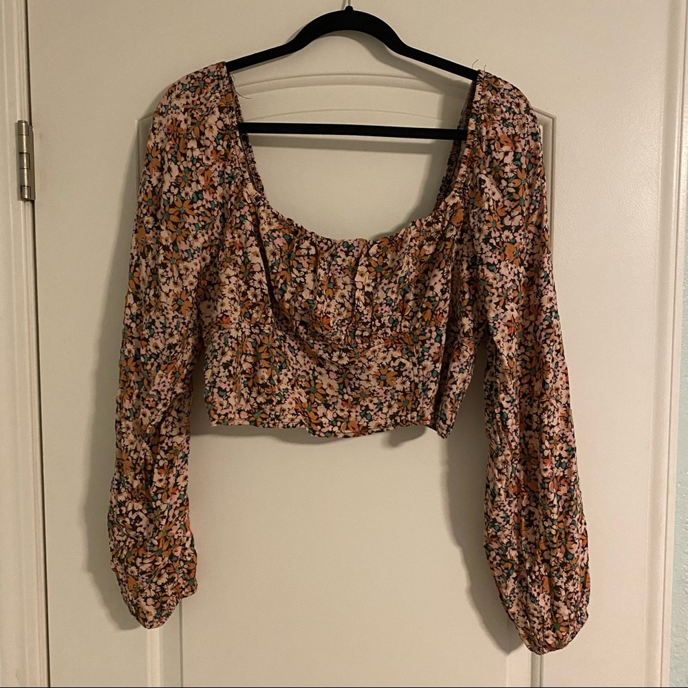 Wild Fable Long Sleeve Floral Top - Size Large